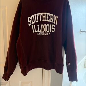 SIU SOUTHERN ILLINOIS UNIVERSITY Champion Burgundy Women's Crew Neck Sweater